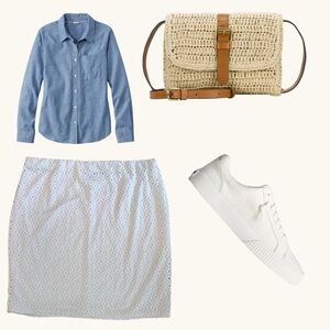 ALFANI Sz 16W White Eyelet Pull-On Skirt